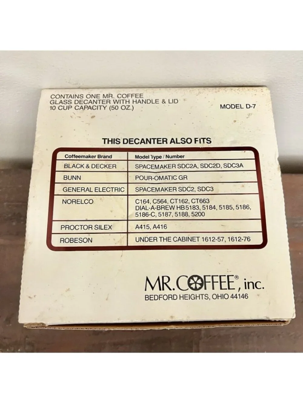 Mr Coffee D7 10 Cup Glass Carafe Decanter NOS New Fits Multiple Models